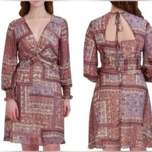 Julia Jordan open-back long sleeve paisley print dress size 6